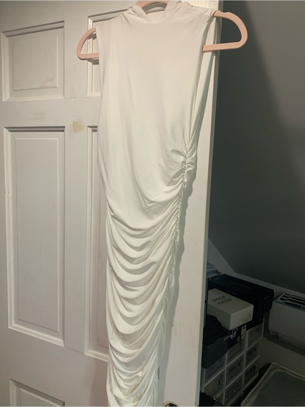 Women’s White Ruched Side-Detail Skirt